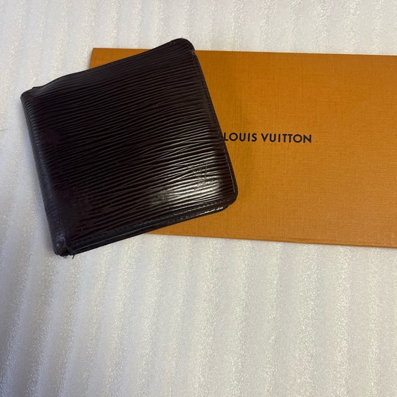 Louis Vuitton Brown Wallet LV Brown Epi Leather Compact wallet Card Holder mens - Picture 1 of 6